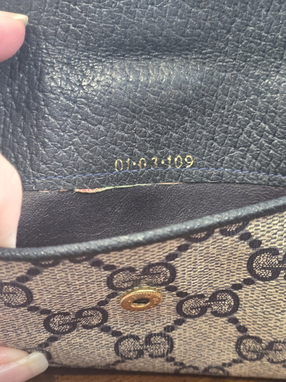 Vintage Gucci GG Canvas Sherry Line Wallet Black Leather Trim Italy Authentic - Picture 11 of 16